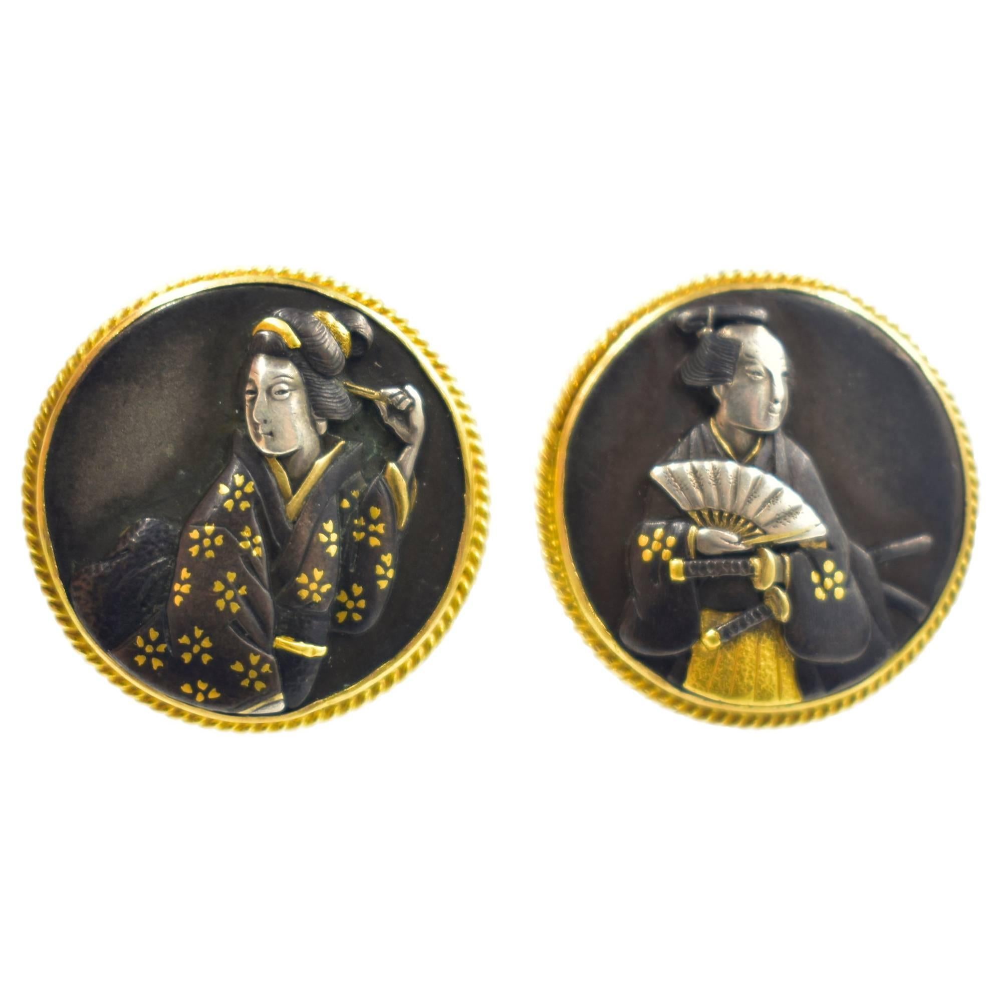 Antique Shakudo Earrings