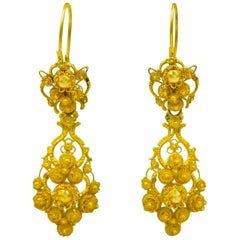 Antique 18 Karat Gold Cannetille Earrings