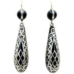 Antique Pique and Silver Earrings