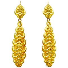 Antique Regency Long Pinchbeck Earrings 11