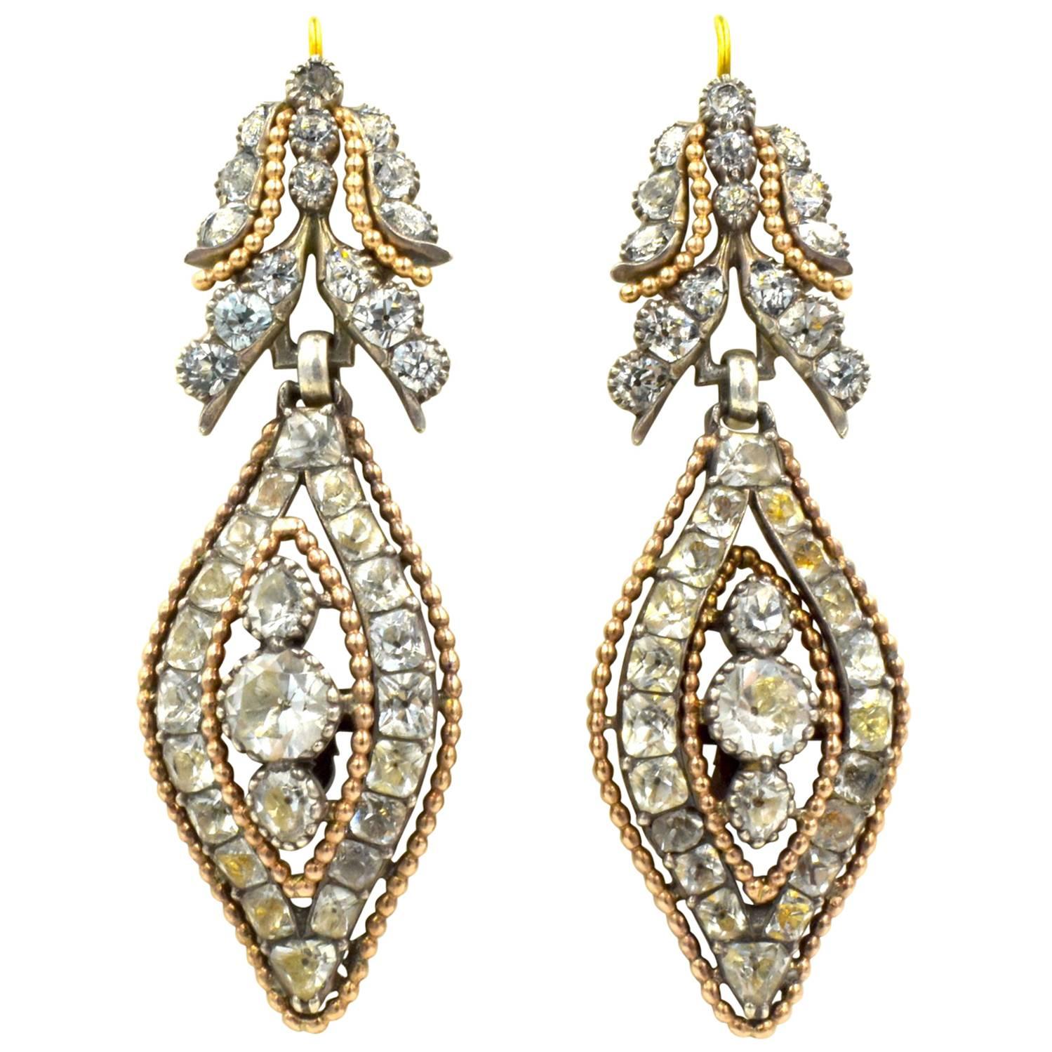 Antique Rock Crystal Floral Earrings