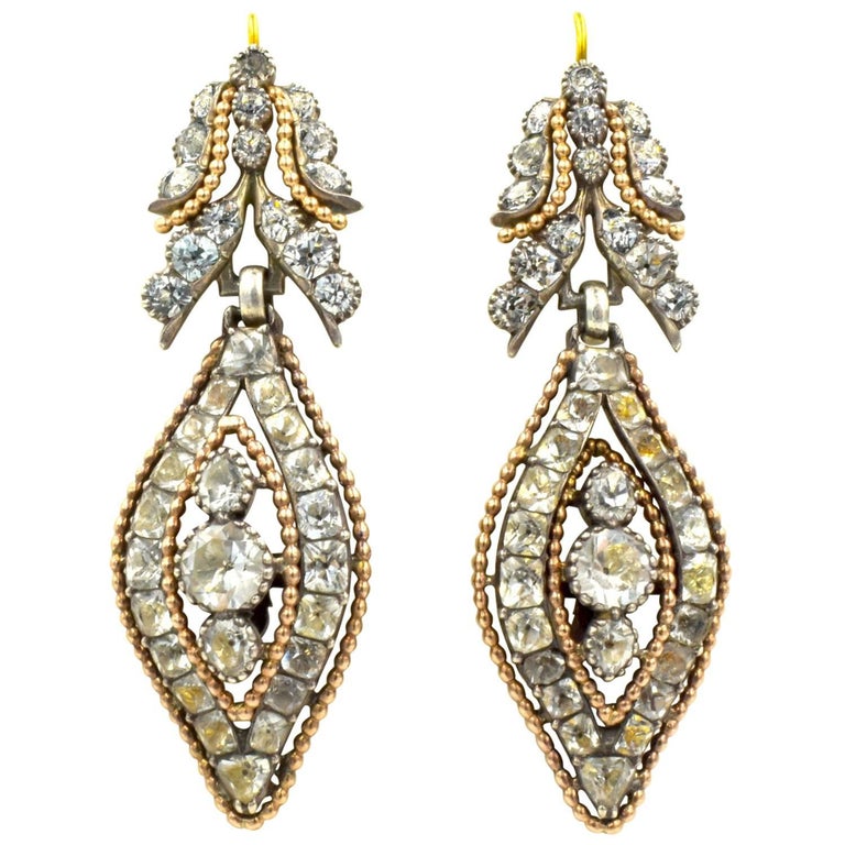 Antique Rock Crystal Floral Earrings at 1stDibs