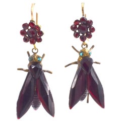 Antique Vauxhall Glass Fly Earrings