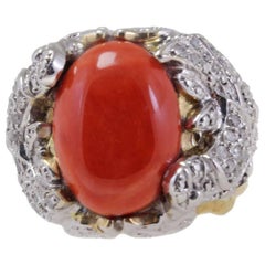 Luise Coral Diamond Signet Ring 10
