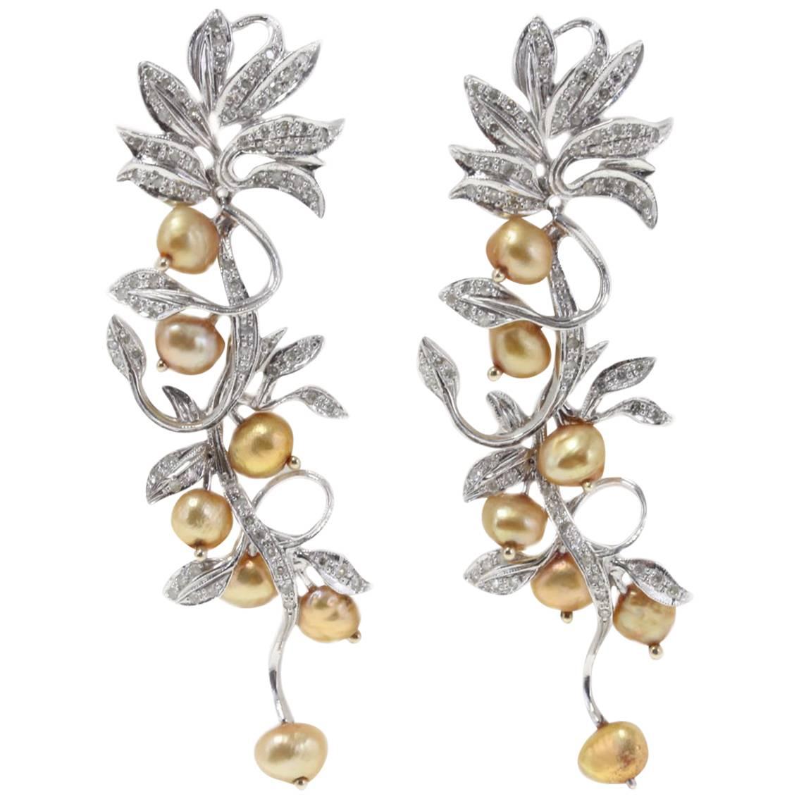 Luise Diamond Gold Pearl Earrings