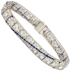 Art Deco Sapphire Diamond Platinum Bracelet 8