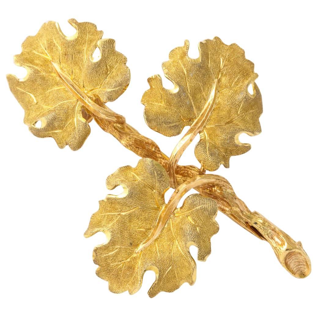Gold Geranium Leaf Brooch