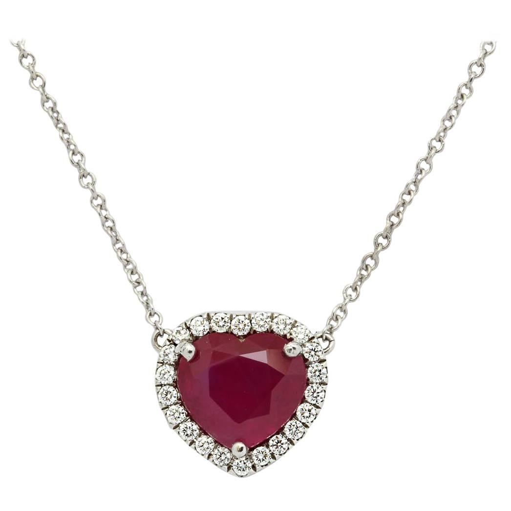 America Gem Labs Report# CS36208 Burmese Ruby and Diamond Necklace For Sale