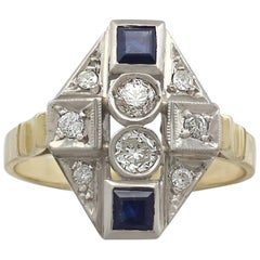 1950s Diamond and Sapphire Yellow Gold Dress Ring 5