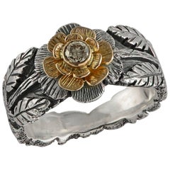 Shasta Flower 18k Gold & Silver Diamond Ring 10