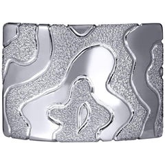 Alex Soldier White Gold Textured Ring with Cora Pattern One of a kind Handmade 8