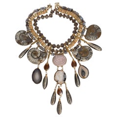 Tony Duquette Extraordinary Fossil Agate Citrine Necklace