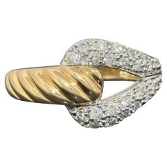 Anello vintage degli anni '90 con fibbia a cavo e pavé di diamanti ~0,76 ct totali