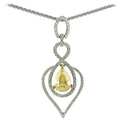 Certified Fancy Yellow Diamond 2.03 Carat Pendant, circa 1970 12