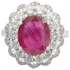 Ruby Diamond Cluster Ring 5