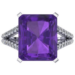 Ferrucci Amethyst  Diamond Handmade Cocktail Ring