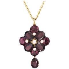 Antique Gold, Garnet and Pearl Pendant 4