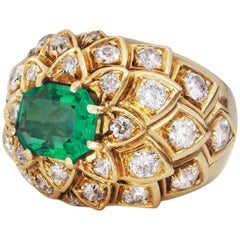 Rene Boivin Diamond Emerald Gold Ring