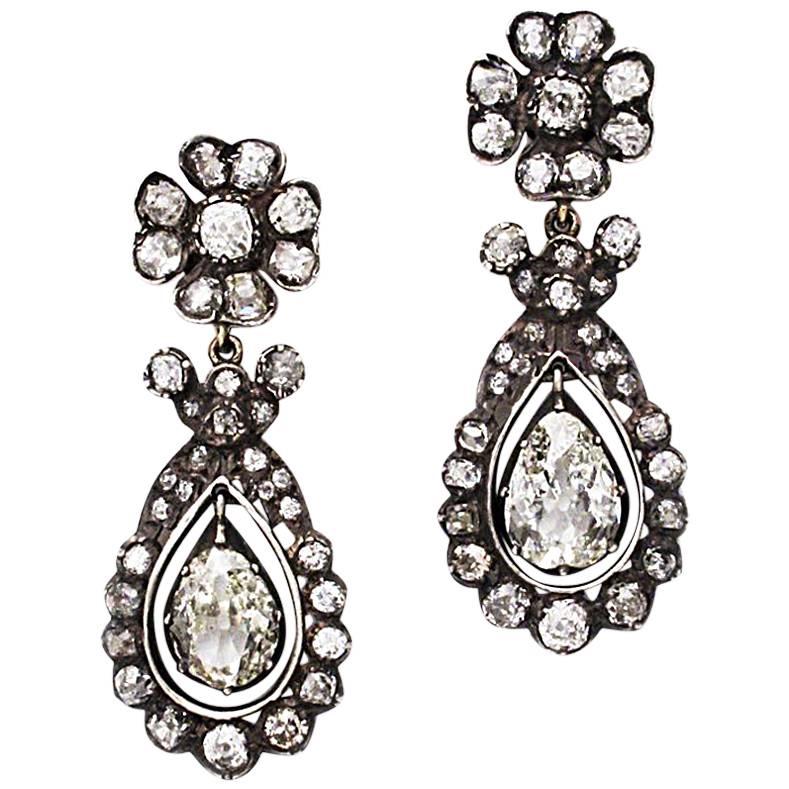 Pair of Victorian Diamond Earrings For Sale