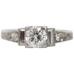 1920s Art Deco .50 Carat Old European Cut Diamond Engagement Ring