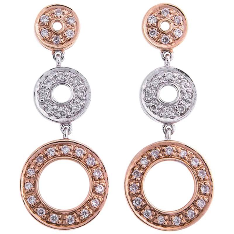 0.40 Carat Diamond Triple Circle Drop Earrings