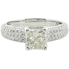 1.51 Carat Princess Cut Diamond Engagement Ring 12