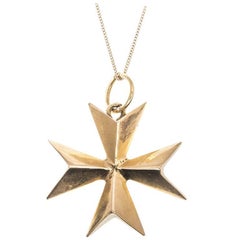 Vintage Solid Gold Maltese Cross Pendant