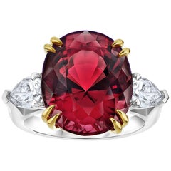 Striking 15.13 Carat Oval Red Spinel Diamond Ring 10