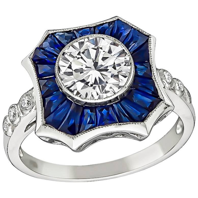 Stunning 1.20 Carat Diamond Sapphire Engagement Ring