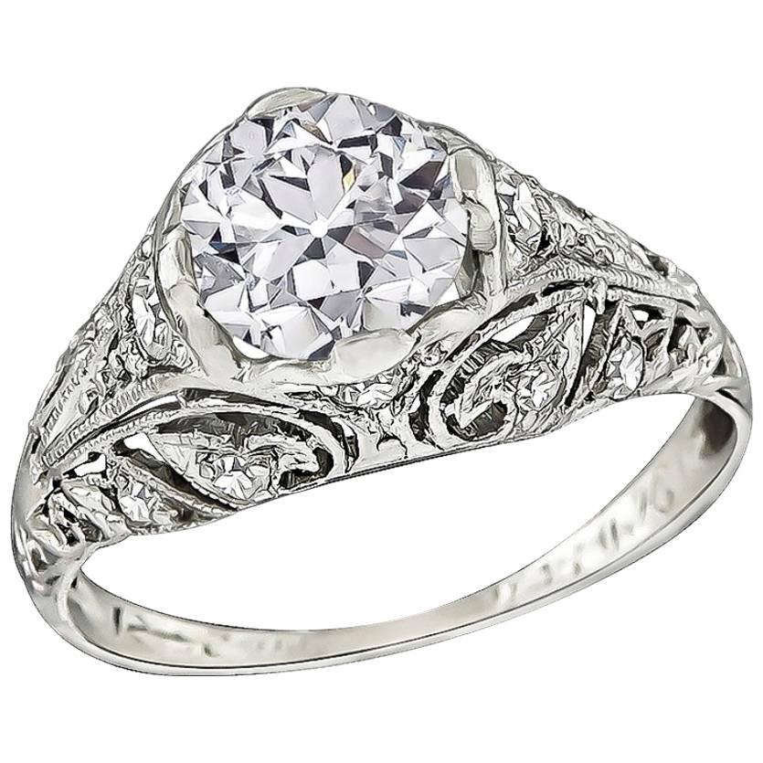 Antique GIA Certified 1.14 Carat Diamond Engagement Ring