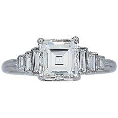 Antique Art Deco 1.30 Carat Diamond Engagement Ring Platinum