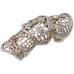 Diamond Silver Full Finger Ring