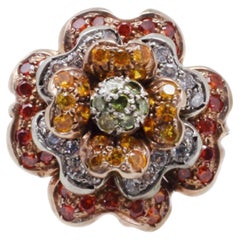 Vintage Multi-Stone rose gold and silver Ring