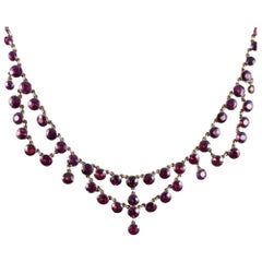 Antique Victorian Bohemian Garnet Gold Necklace 11