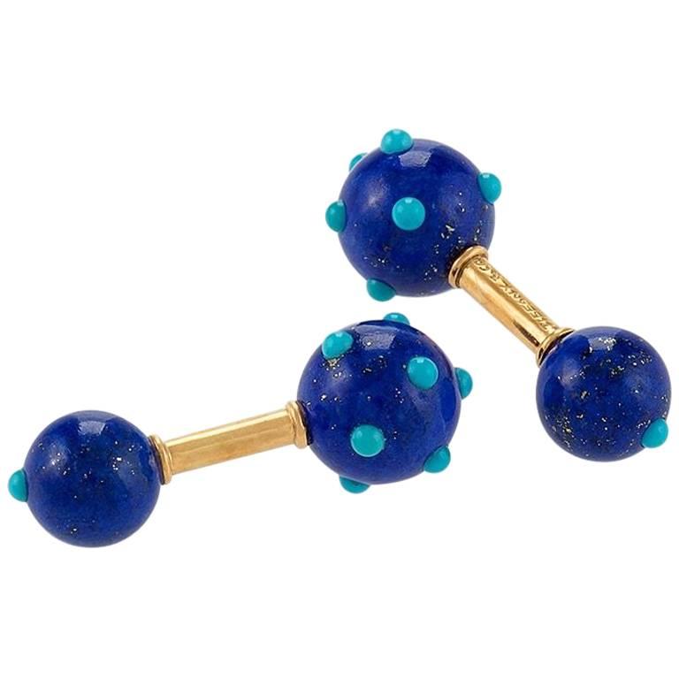 Schlumberger for Tiffany & Co. 1960s French Lapis Lazuli & Turquoise Cuff Links