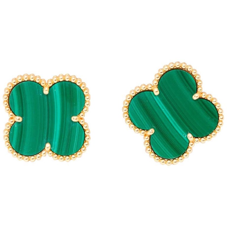 Van Cleef and Arpels Vintage Alhambra, Large Size Malachite Gold