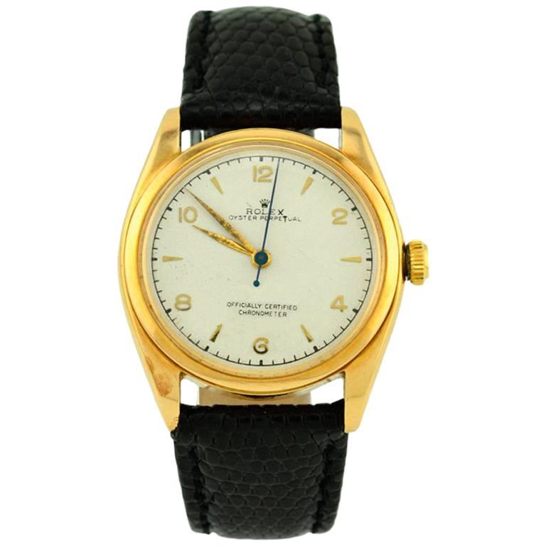 Rolex Yellow Gold Oyster Perpetual Wristwatch Ref 4392, circa 1948