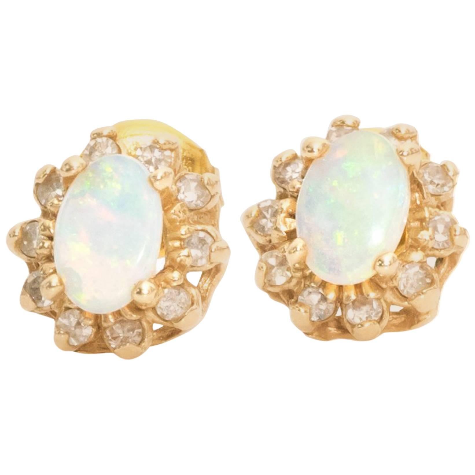 1960s Opal and Diamond Studs