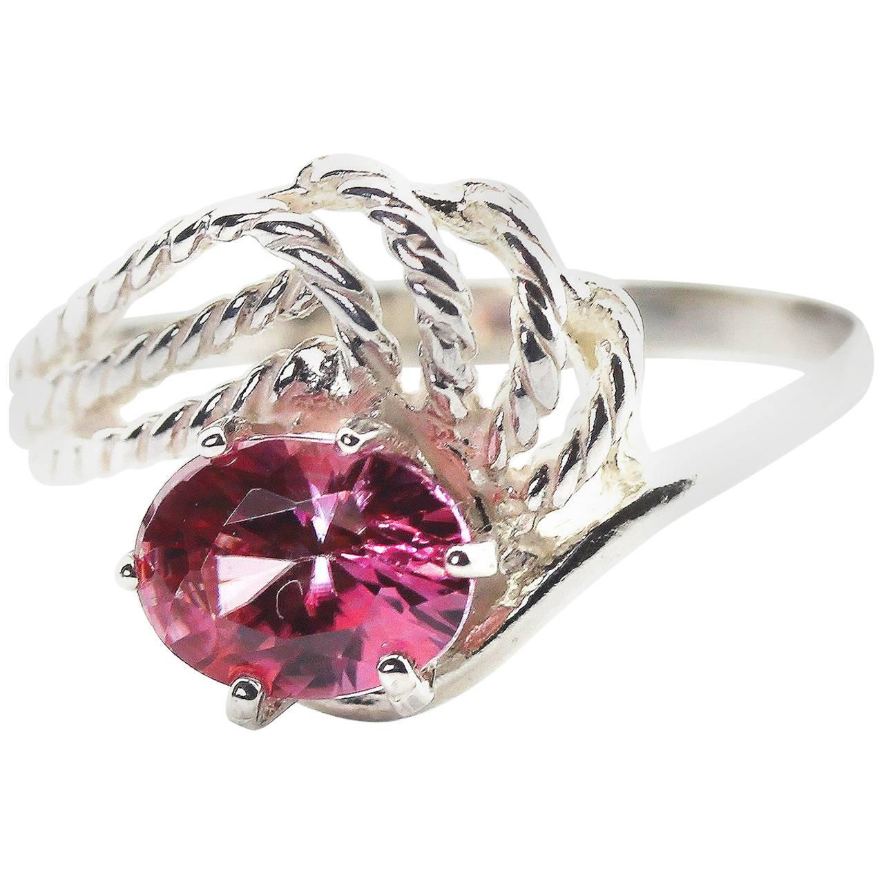 AJD Brilliant VERY RARE  1.43 Ct Pink/red Spinel Sterling Silver Ring
