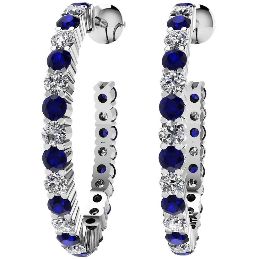 Sapphire Diamond Platinum Earrings