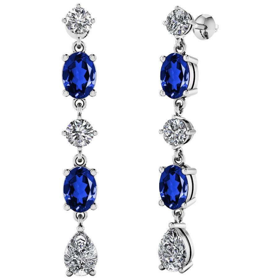 Fancy Diamond Sapphire Drop Earrings