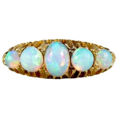 Antique Edwardian Five-Stone Opal Ring in 18 Carat Gold