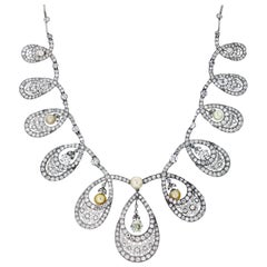 Natural Pearl and Diamond Drop Necklace