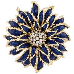 Tiffany & Co. Blue Enamel Diamond Pin 6