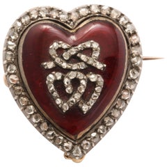 Antique Garnet and Diamond Locket Brooch