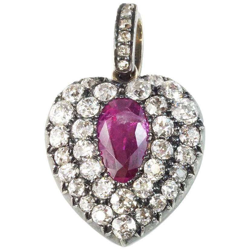 Burmese Ruby and Diamond Locket For Sale