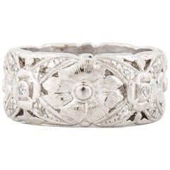 Wide Platinum Floral Diamond Band 6