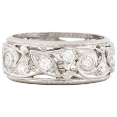 Retro Art Deco Openwork Diamond Eternity Band in Platinum