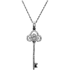 Diamond Key Pendant in 18 Karat White Gold