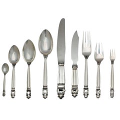 Georg Jensen Acorn Sterling Silver Flatware Service for 18